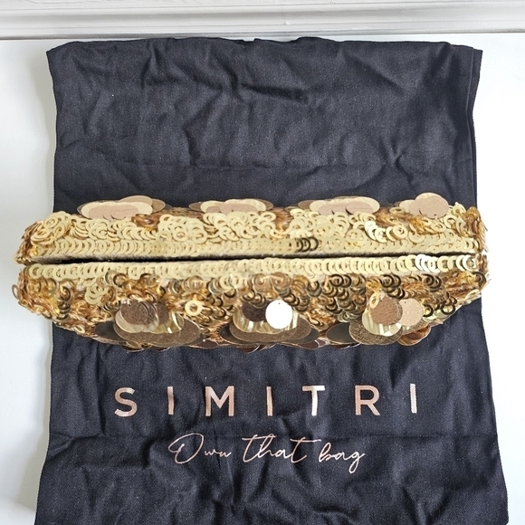 New Simitri Gold Disco Clutch Handbag/Crossbody Metal Chain Handbag NWT - Picture 9 of 13